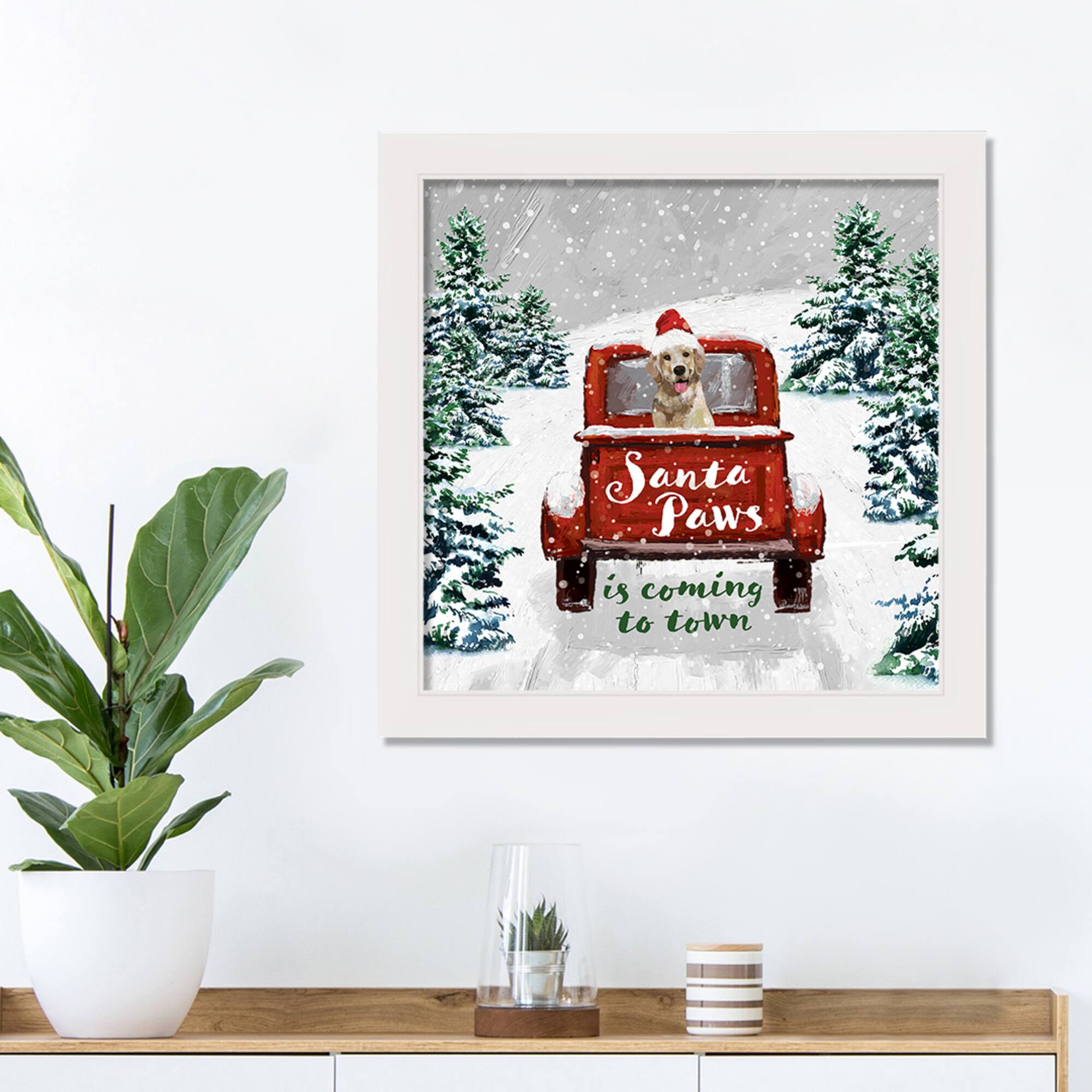 Santa Paws in Coming to Town Framed Canvas Wall Art